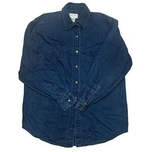 Vintage Partners Heritage Denim‎ Shirt Women's Small Heart Snap Buttons 90s